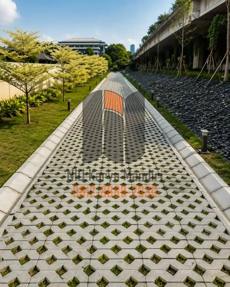 Jalur Paving Hijau di Bawah Jembatan