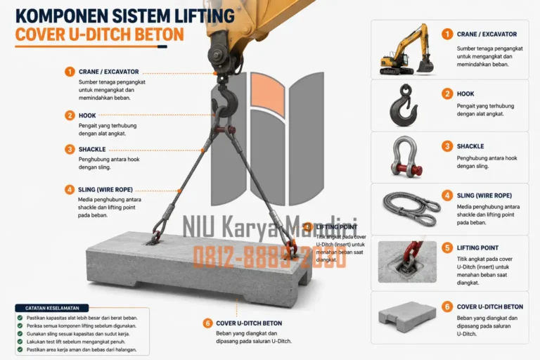 Alat Angkat Cover U-Ditch Beton Panduan Komponen Lifting Cover U-Ditch
