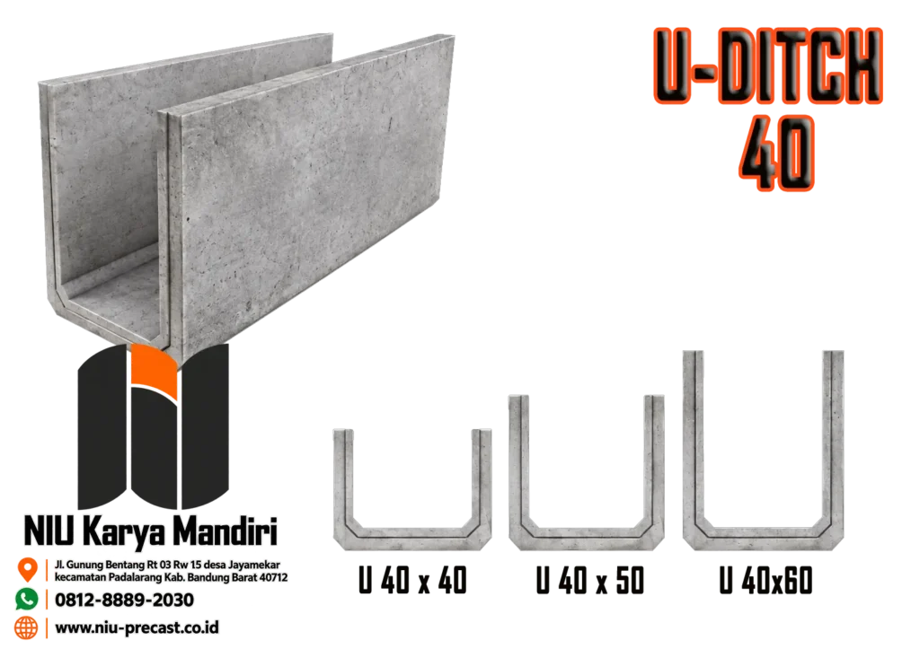 Harga U-Ditch Beton Precast U-Ditch 40