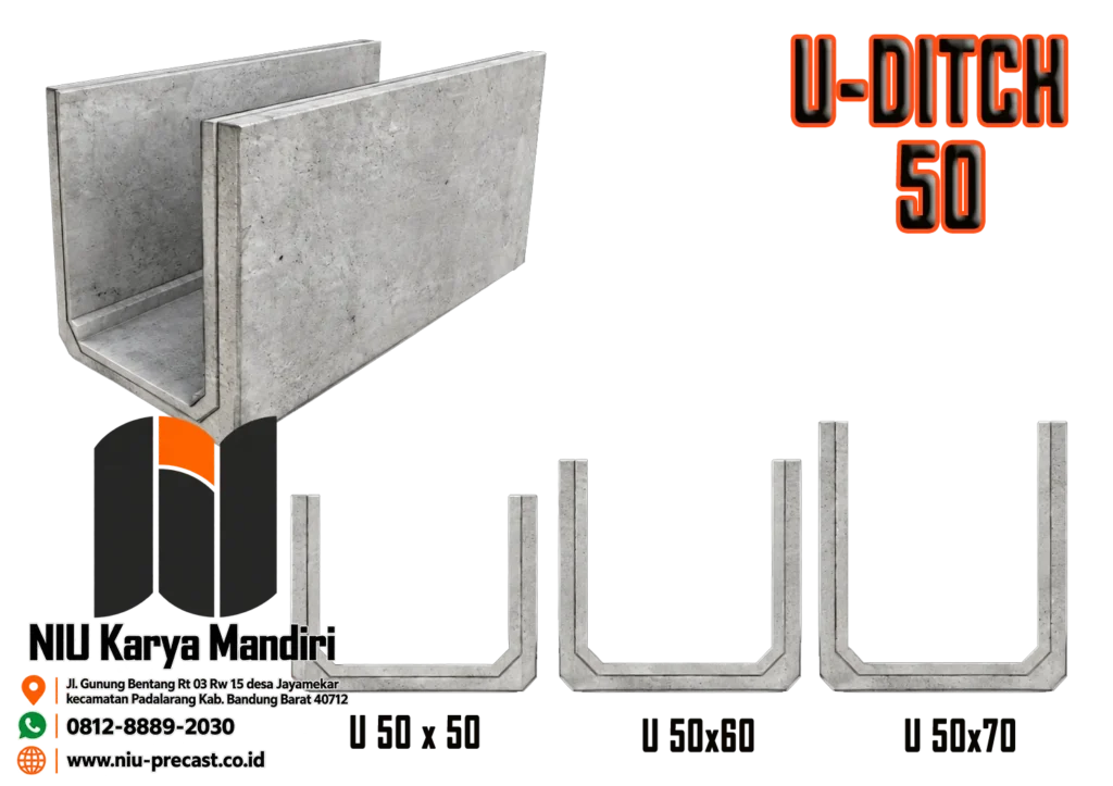 Harga U-Ditch Beton Precast U-Ditch 50