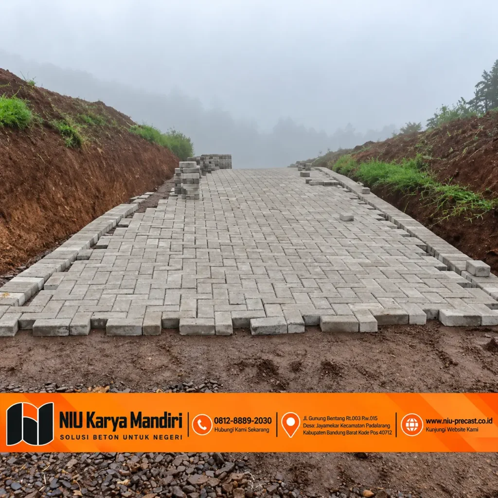 Jalan paving block beton tebal 6 cm di Lamajang Pangalengan