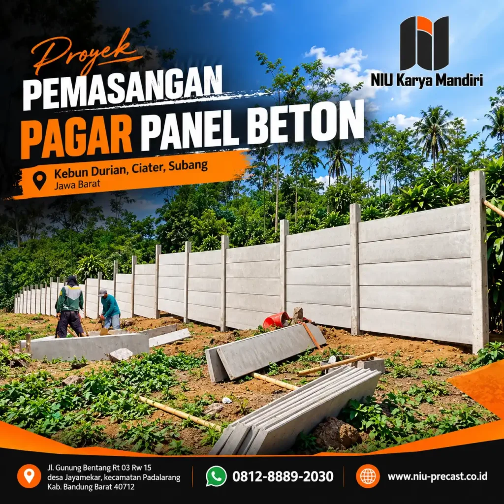Pemasangan Pagar Panel Beton di Kebun Durian