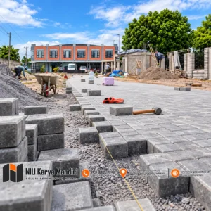 Pemasangan Paving di Area Parkir Nurul Fikri Lembang