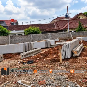 Proyek Pagar Panel Beton di Bawah Langit Biru